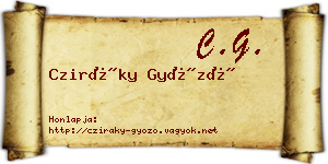 Cziráky Győző névjegykártya